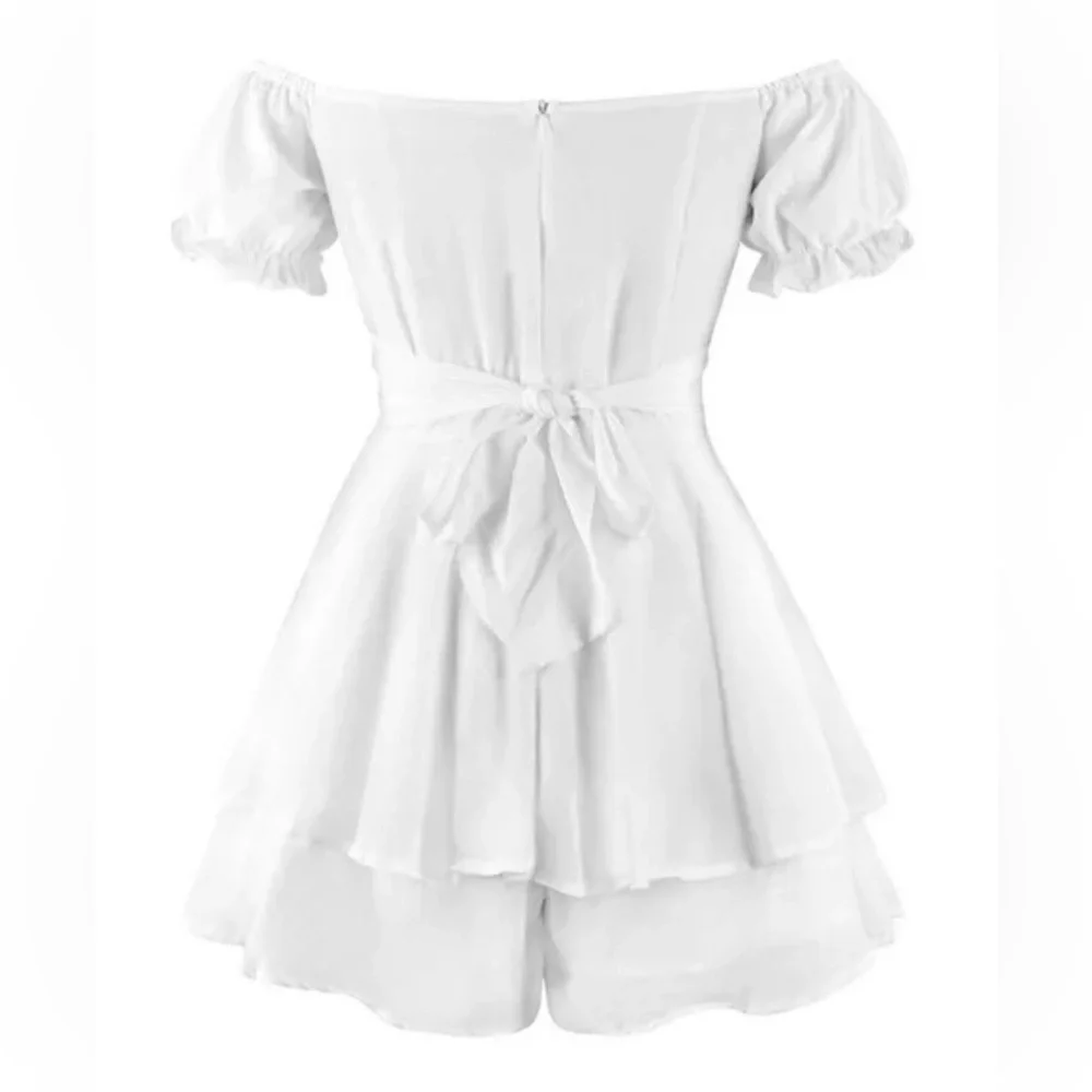 Elegant Off-Shoulder White Romper - Picture 3 of 10